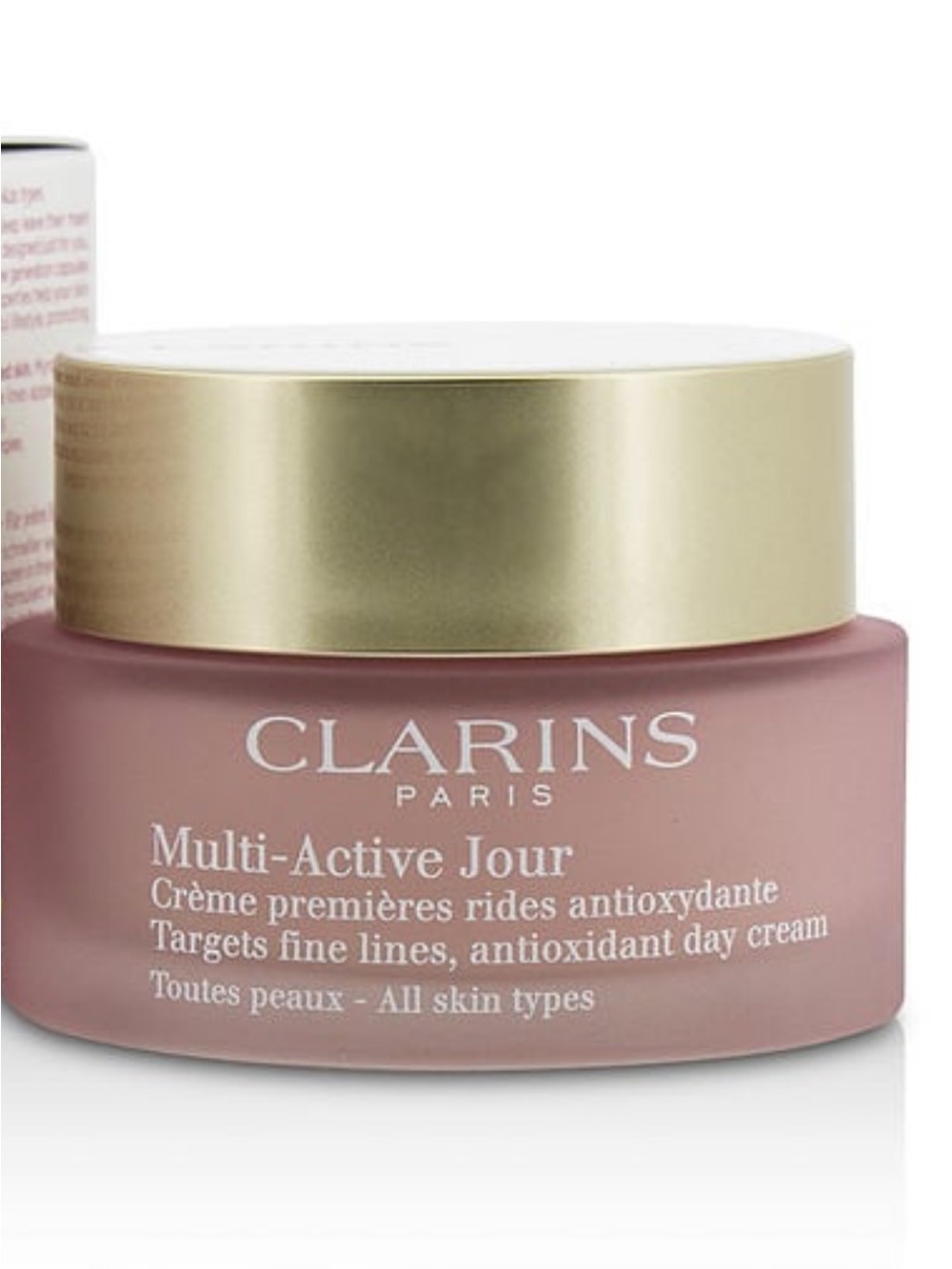 Clarins Multi-Active Jour Day Cream - Pink and Gold. Cosmetic bag included